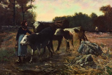 Landschaft mit Rinder 1910 Ölgemälde